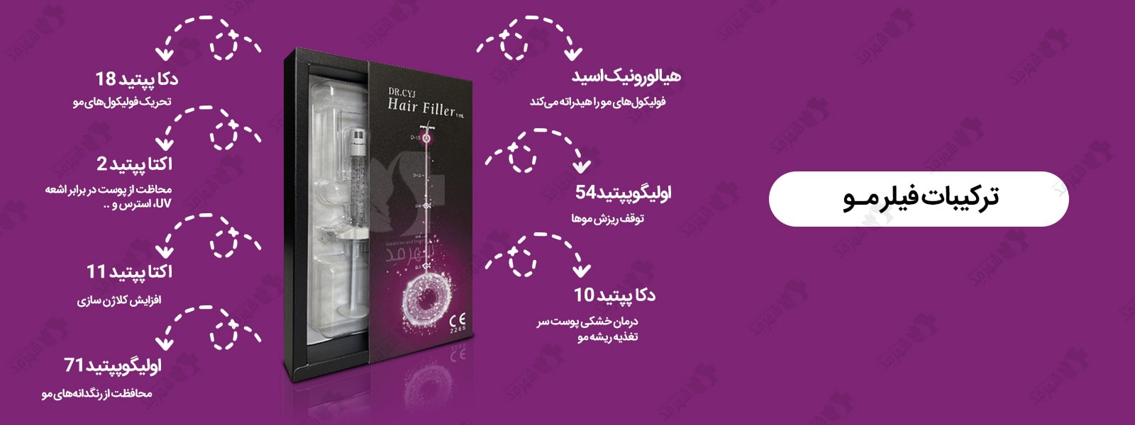 بررسی ترکیبات فیلر مو دکتر سی وای جی | خرید در فروشگاه اینترنتی شهرمد
